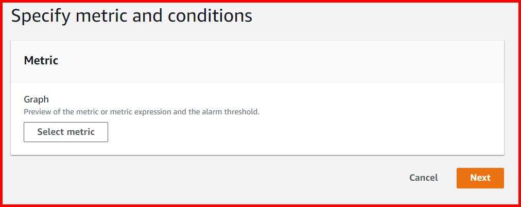Picture showing a screen to specify the metrics and condition